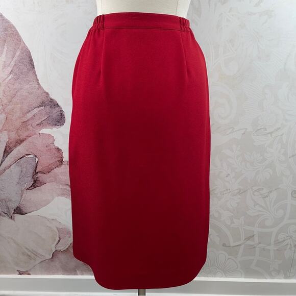Haberdashery By Personal Vintage Red Skirt Suit Set Size 10 - Picture 10 of 12